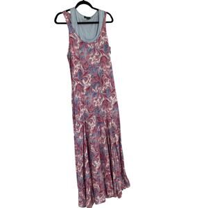 Lauren Ralph Lauren Paisley Boho Western Coastal Maxi Dress Large Cotton